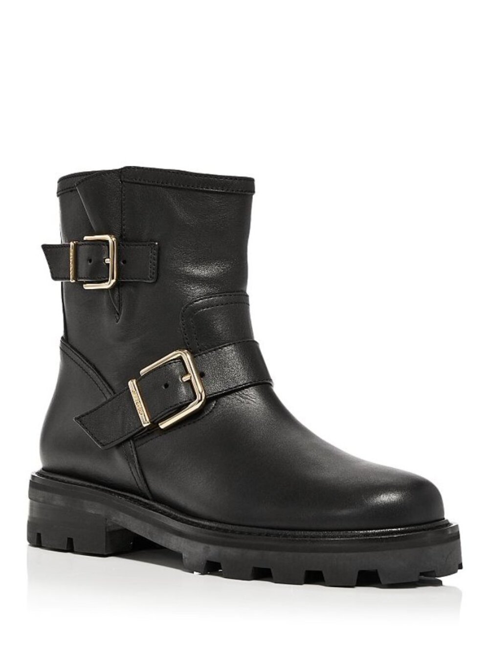 Jimmy Choo Women's Youth II Double Buckle Moto Boots Black Size EU 37 / US 7